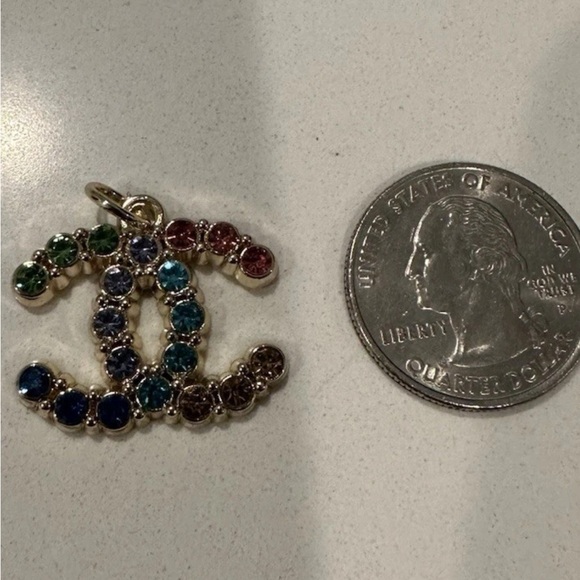 Chanel Stamped Gold Multicolor Crystal Pendant - Picture 5 of 5